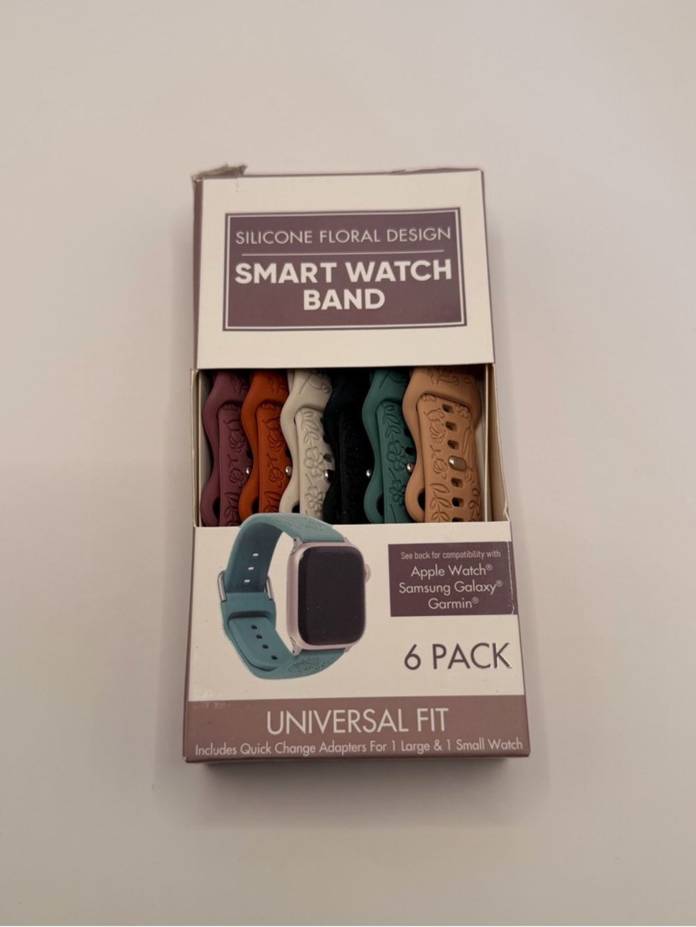 Silicone Floral Design Smart Watch Bands - 6 Pack (Multicolor) New